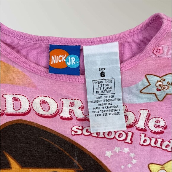 Vintage Dora the Explorer Shirt Nick Jr. Long Sleeve Pink Y2K 100% Cotton Size 6 - Picture 4 of 7